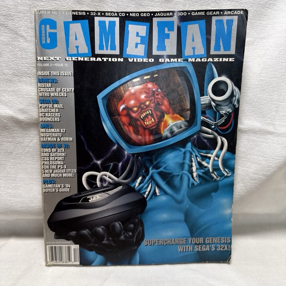 Vintage Diehard GameFan Magazine Volume 2 Issue 12 December 1994 With Poster